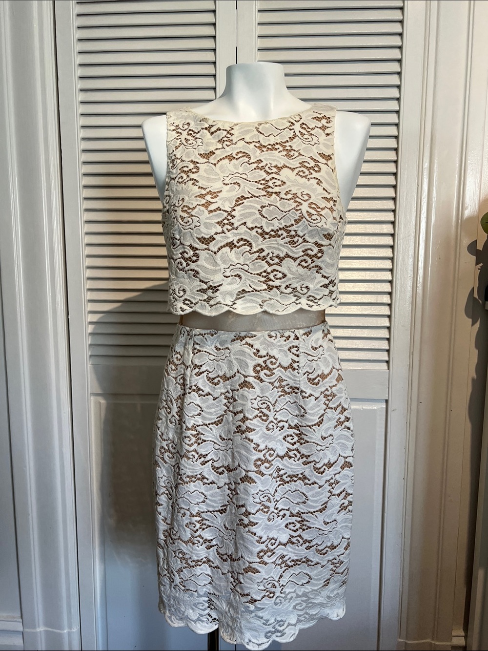 Cream Lace Crop Dress - Bridal